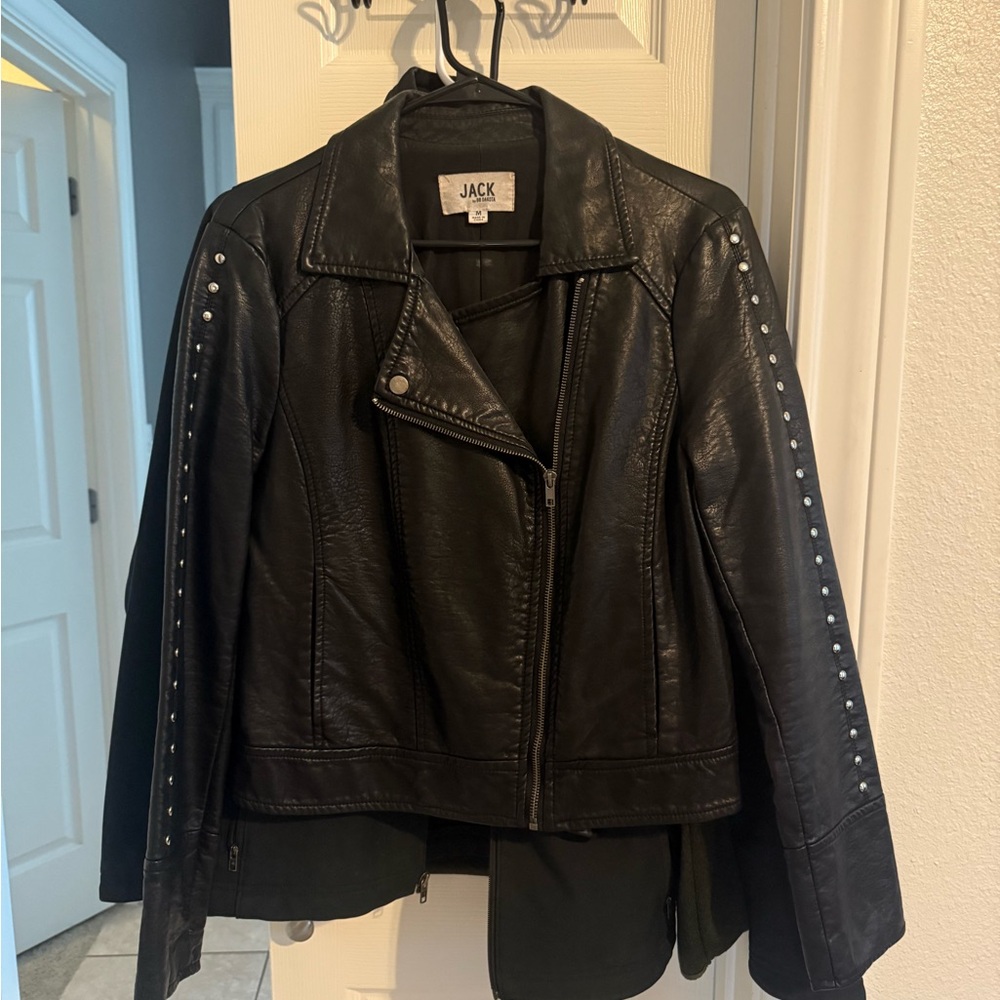 Jack by BB Dakota Women's Black Studded Leather Jacket